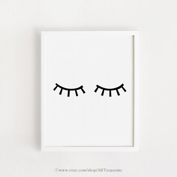 Eye Art Print Black And White Lashes Minimalist Nursery Decor