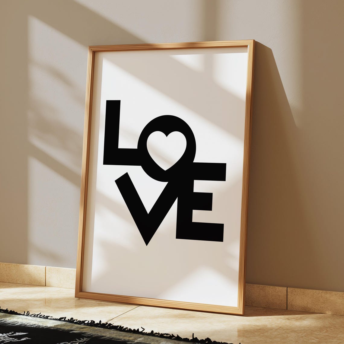LOVE Bold Black Lettering With Heart Minimalist Typography Poster