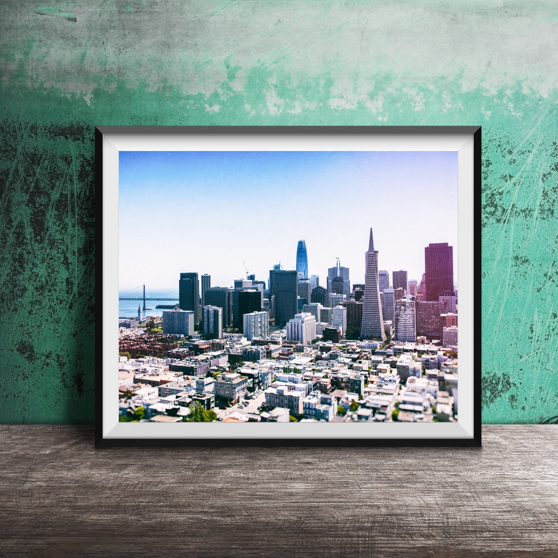 San Francisco Skyline Transamerica Pyramid Bay Bridge City View Poster