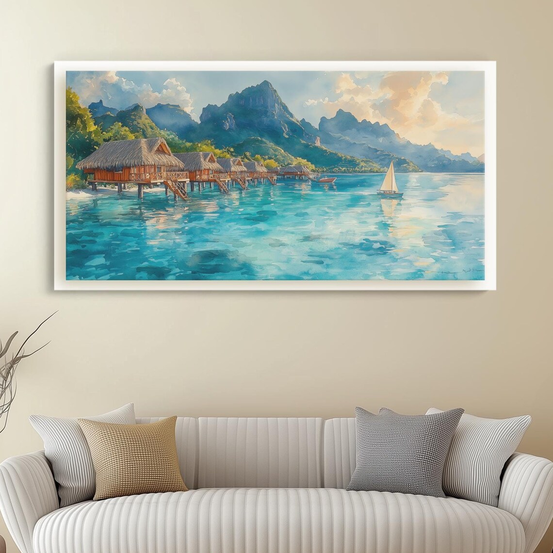 Bora Bora Overwater Bungalows Tropical Turquoise Lagoon Poster