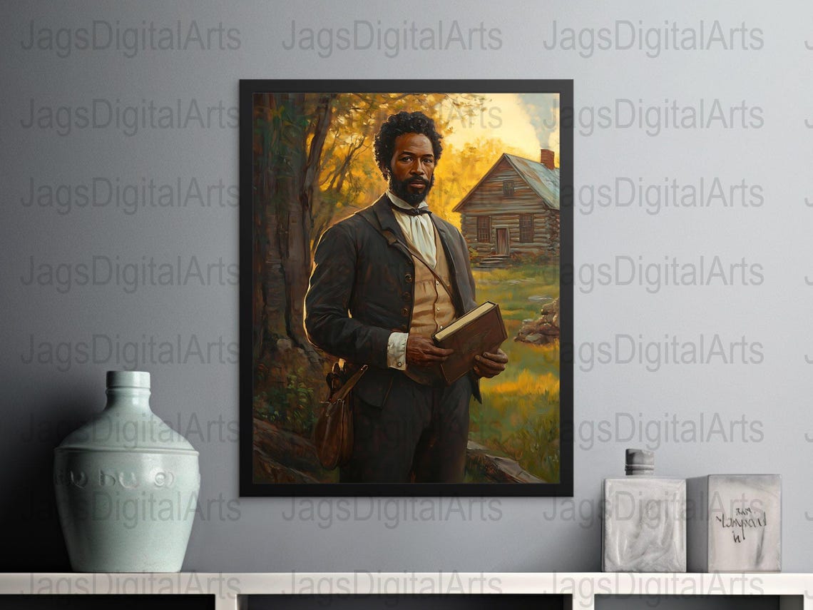 Dignified Victorian Gentleman Portrait Book Cabin Golden Light Poster - Image 5