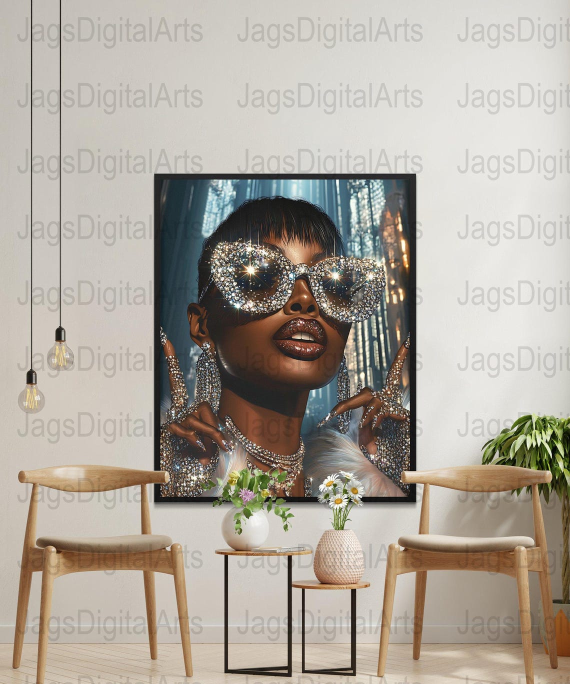 Black Girl Money Art Print Feminine Wall Decor Modern For Home Unique Artwork - Image 5