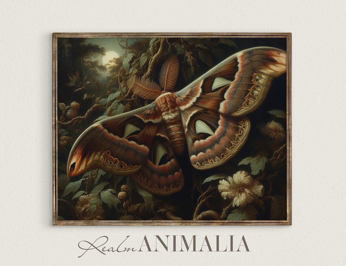 Atlas Moth Vintage Botanical Insect Art Print