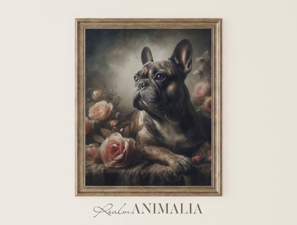 French Bulldog Portrait, Vintage Style Dog Art Print