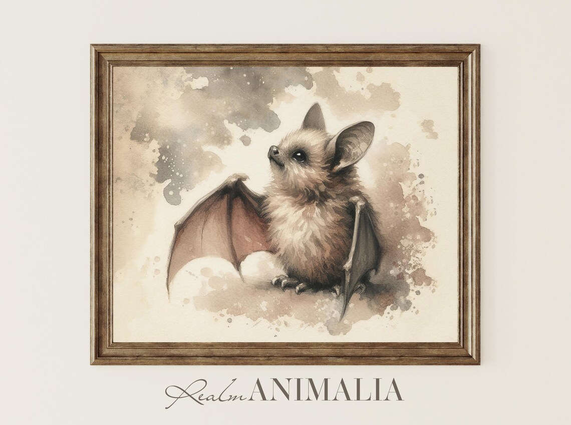 Bat Watercolor Painting Cute Bat Illustration Art Print