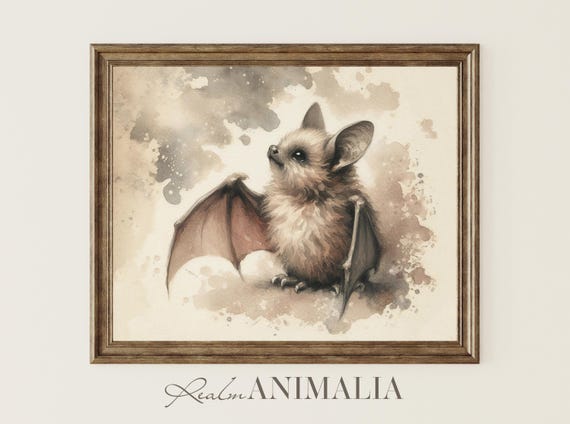 Bat Watercolor Painting Cute Bat Illustration Art Print