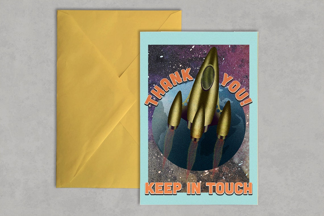 Thank You Rocket Ship Greeting Card