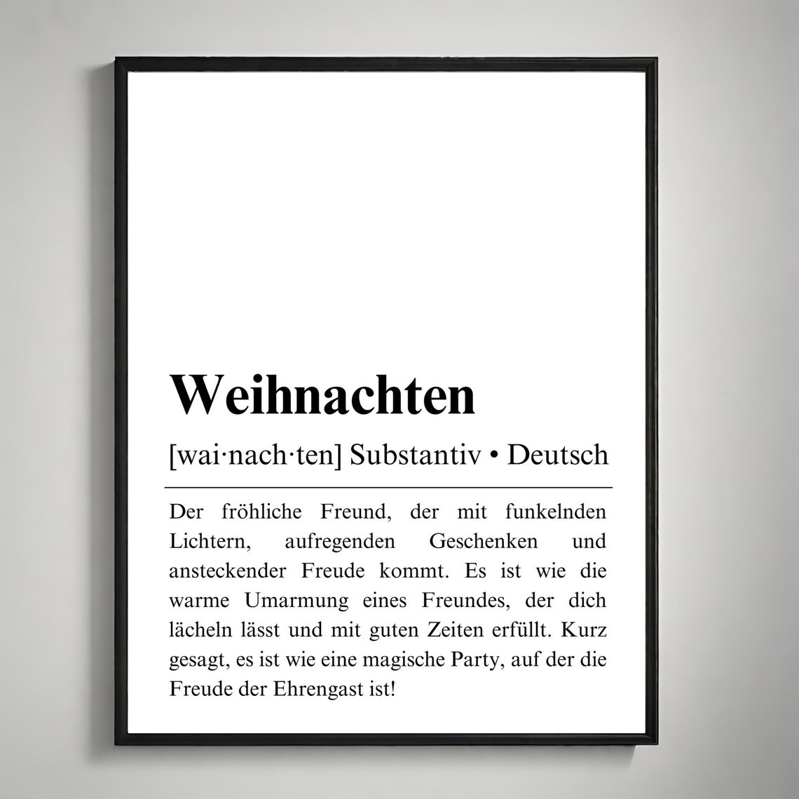 Weihnachten German Christmas Dictionary Definition Typography Poster