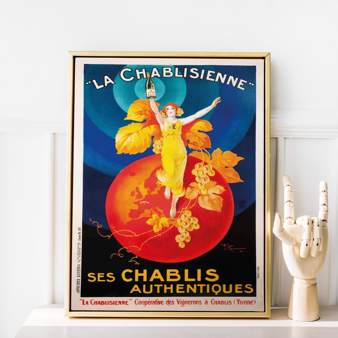 La Chablisienne Vintage French Chablis Wine Advertising Poster - Image 3