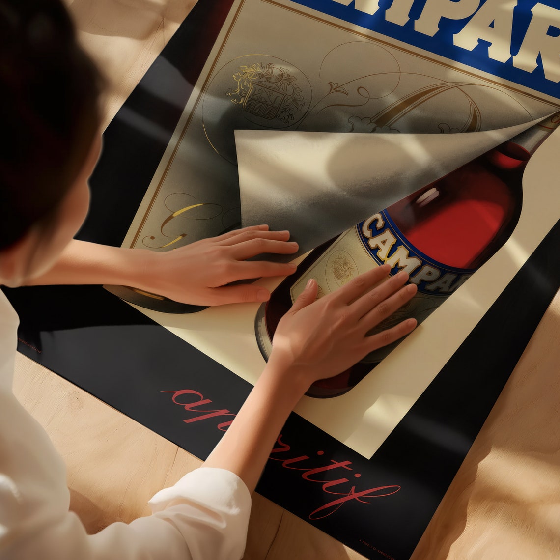 Bitter Campari 1957 Fisa Retro Bottle Peel Vintage Advertising Poster - Image 2