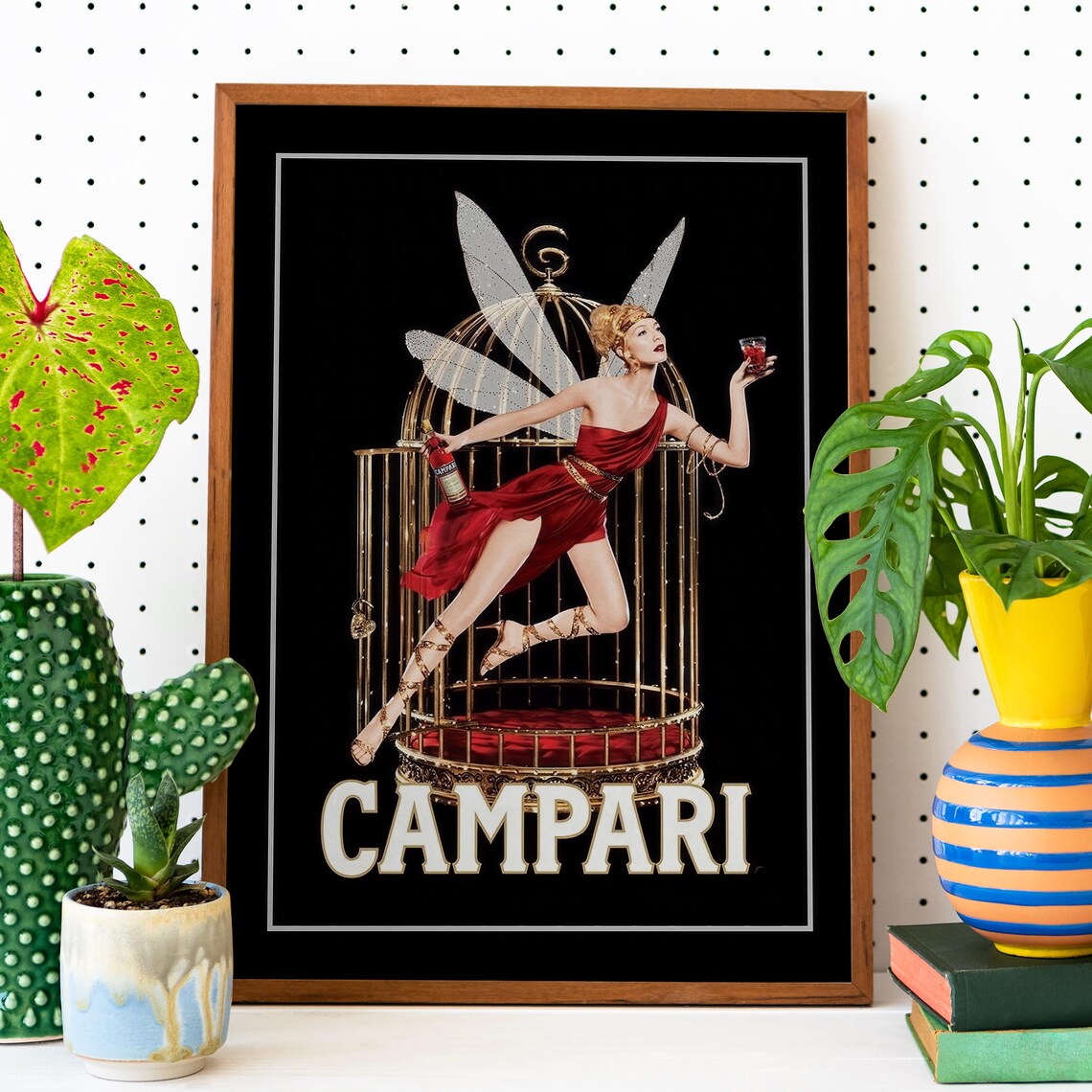 Campari Fairy Birdcage Red Dress Vintage Italian Advertising Poster - Image 2