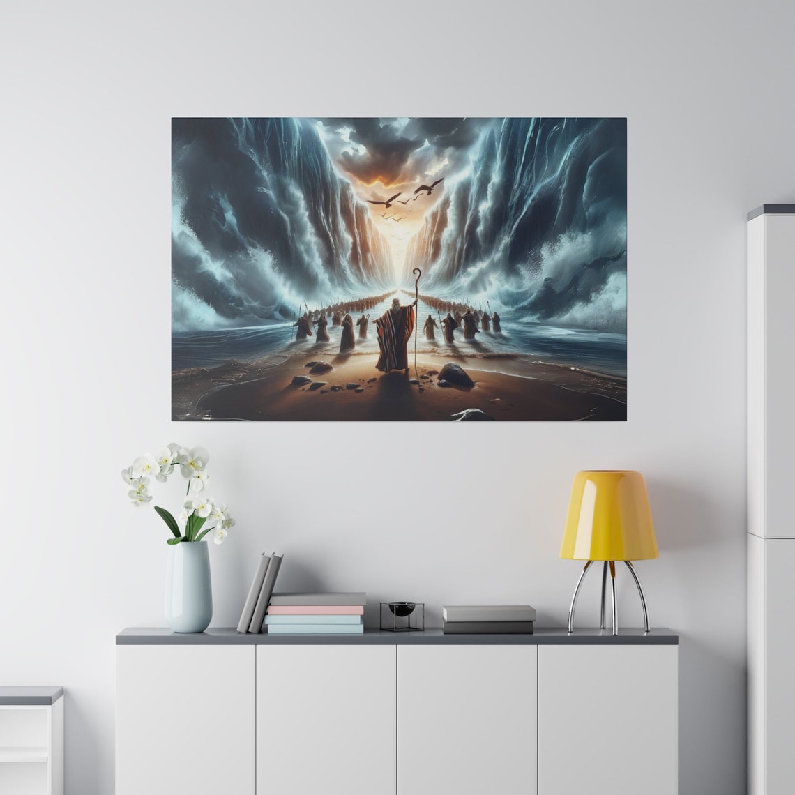 Moses Splitting The Red Sea Matte Print Christian Artwork From Bible Stories Fast Shipping - Image 3