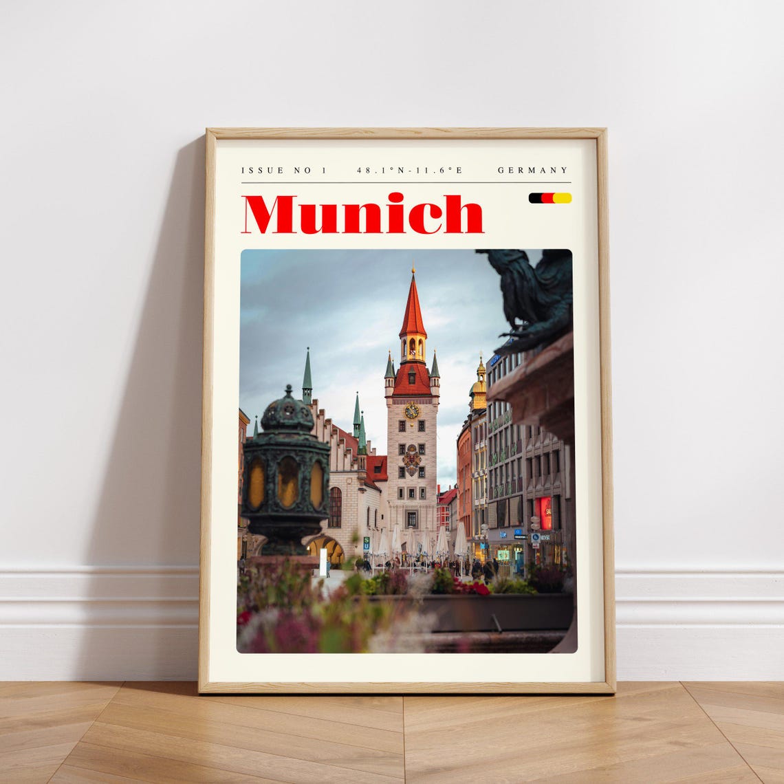 Munich Germany New Town Hall Clock Tower Marienplatz Travel Poster - Image 3