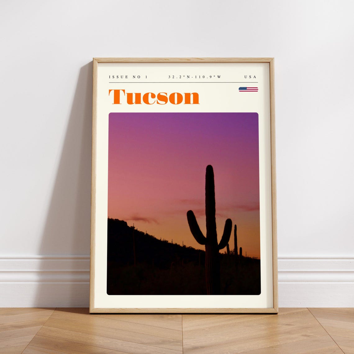 Tucson Arizona Sunset Saguaro Cactus Desert Silhouette Poster - Image 3