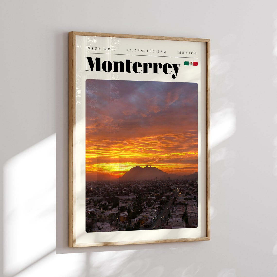Monterrey Mexico Mountain Sunset Skyline Modern Travel Poster - Image 2