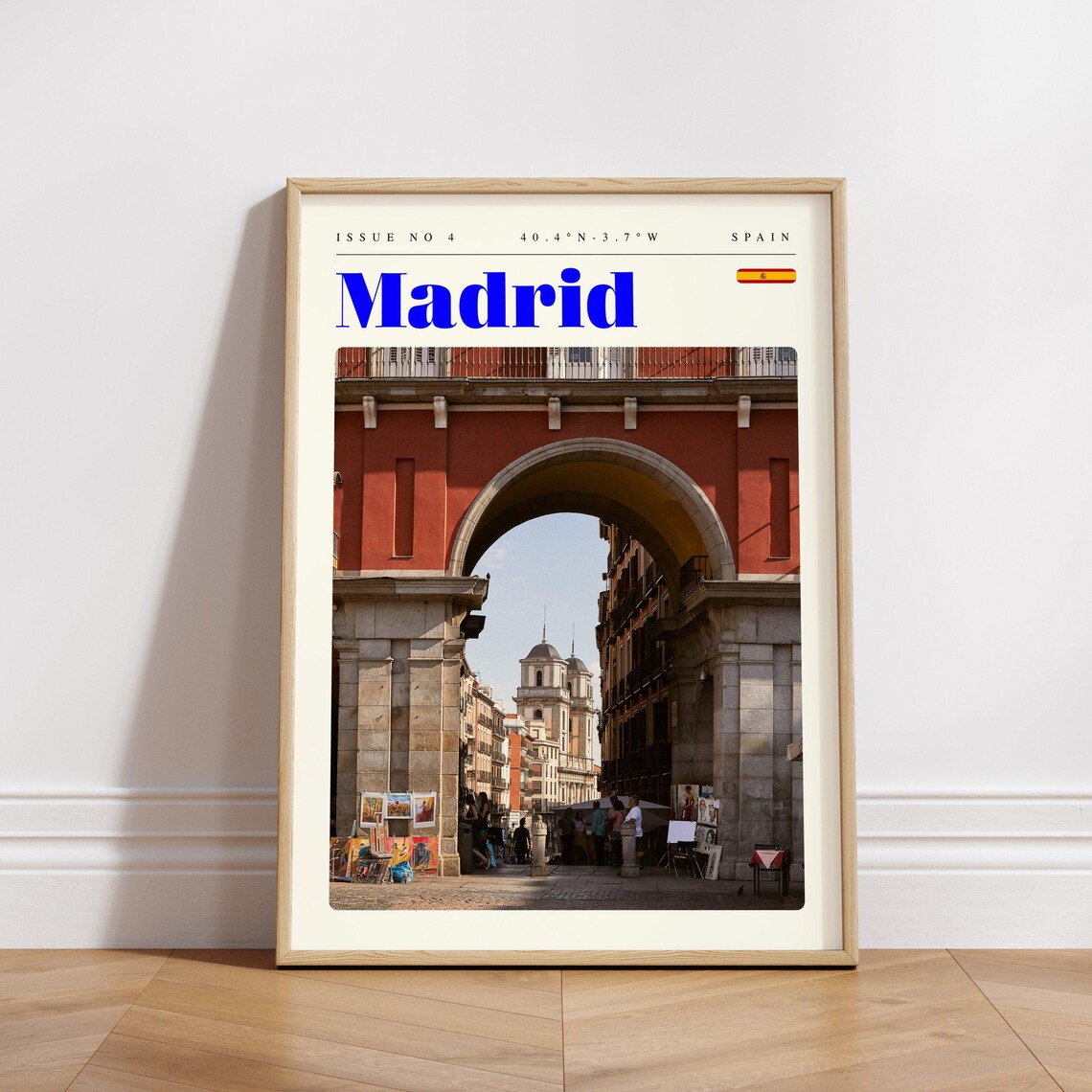 Madrid Spain Plaza Mayor Arch Street Market Scene Travel Poster - Image 3