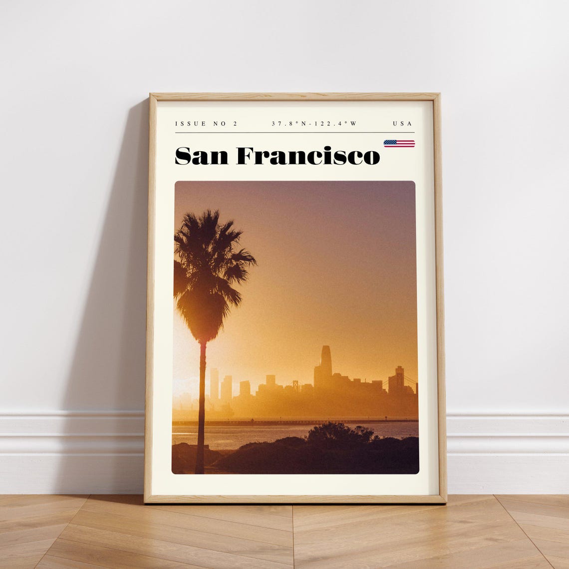 San Francisco Bay Skyline Sunset Palm Silhouette Modern Travel Poster - Image 3