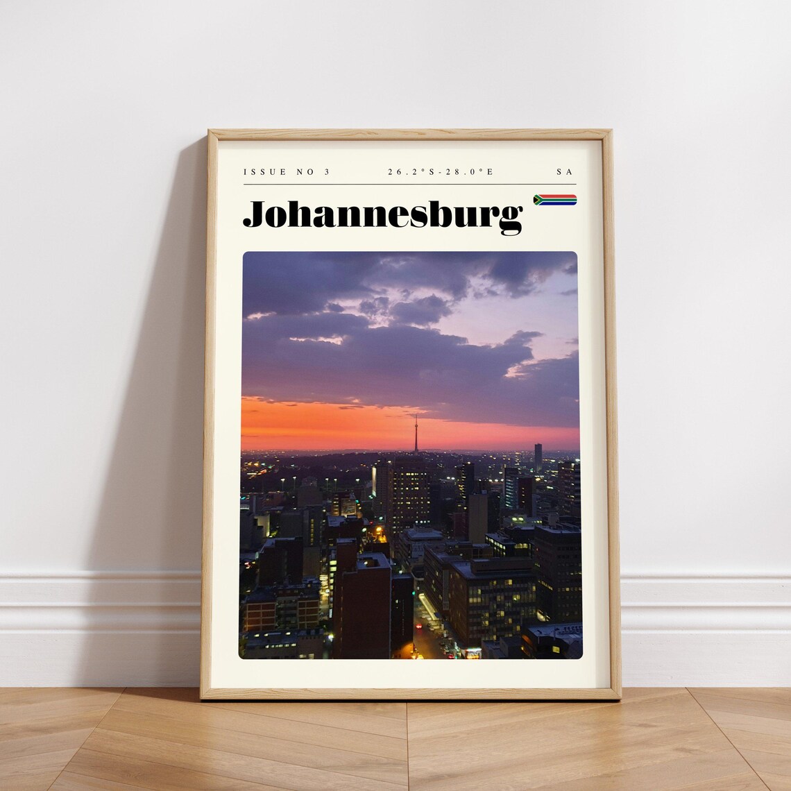 Johannesburg South Africa Sunset Skyline Photo Travel Poster - Image 3