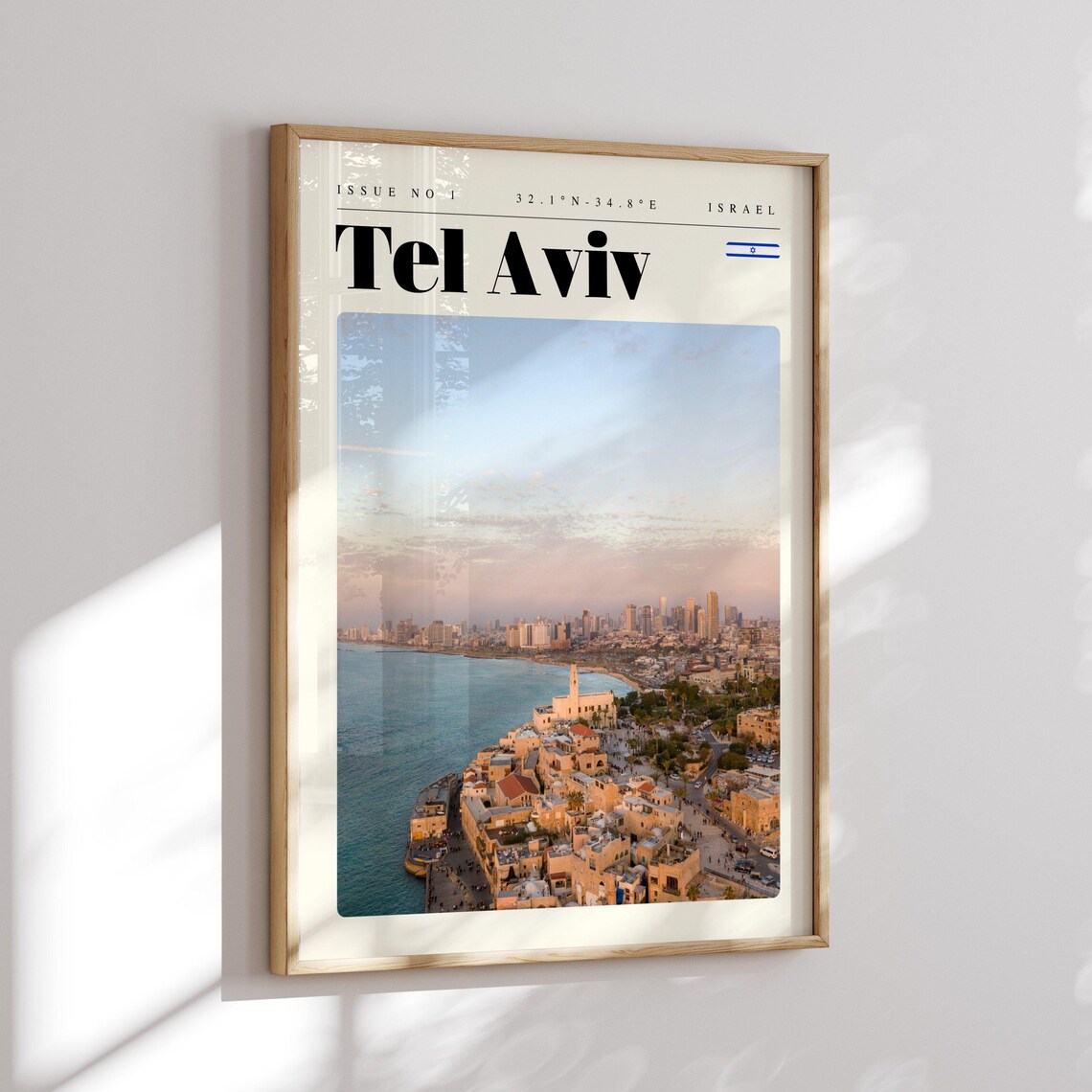 Tel Aviv Israel Vintage Travel Poster With Jaffa Coastline View - Image 2