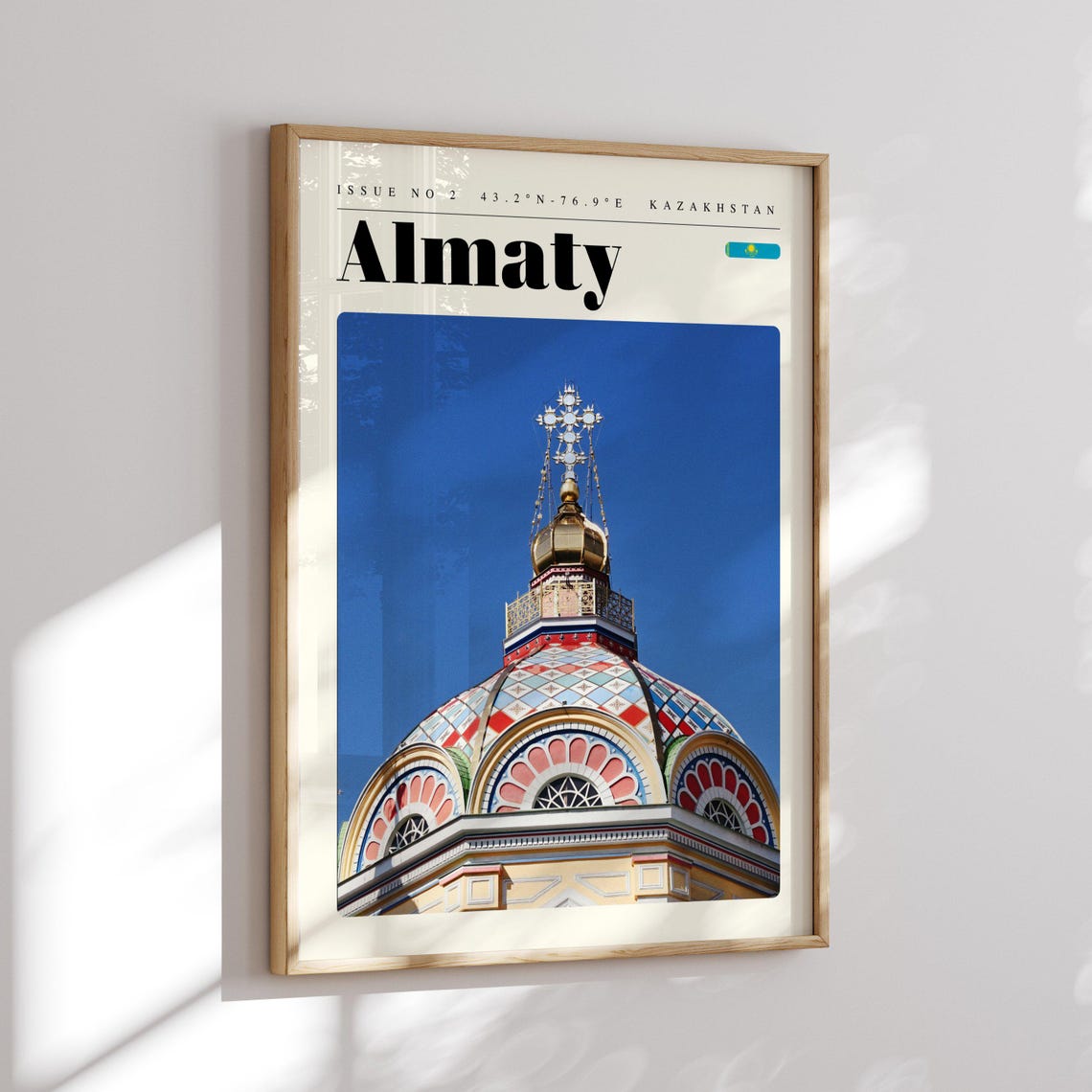 Almaty Kazakhstan Colorful Cathedral Dome Blue Sky Travel Poster - Image 2