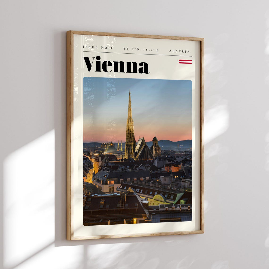 Vienna Austria St Stephen Cathedral Sunset Skyline Travel Poster - Image 2