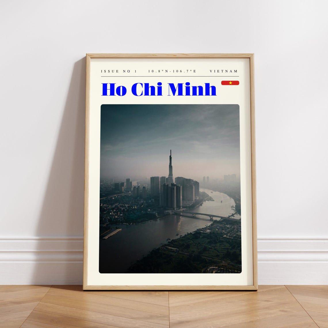 Ho Chi Minh Vietnam River Skyline Dusk Vintage Travel Poster - Image 3