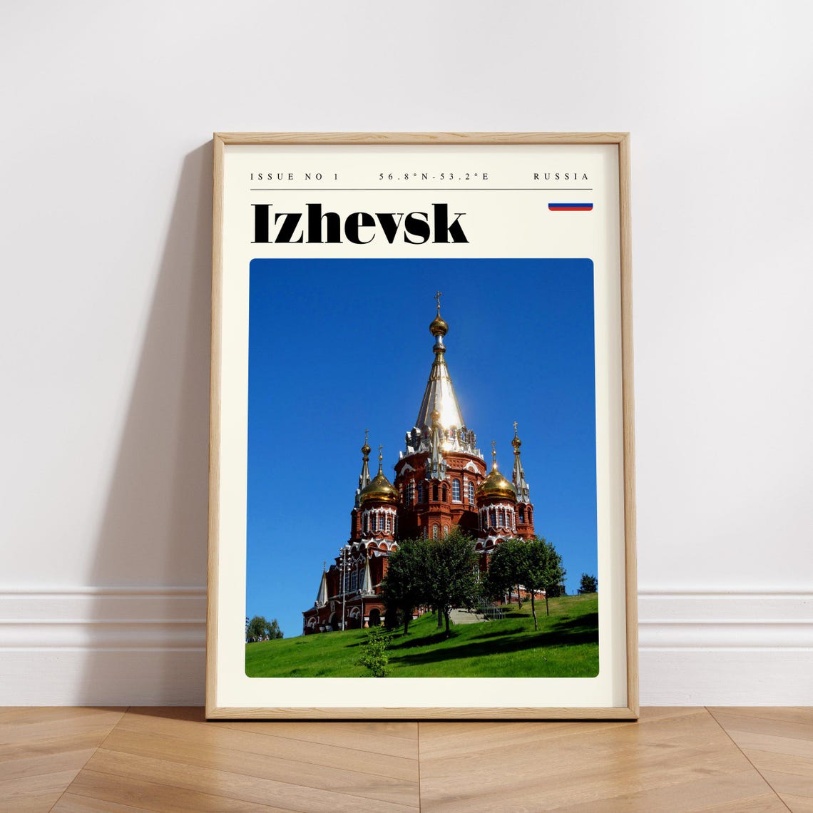 Izhevsk Russia Ornate Cathedral Golden Domes Modern Travel Poster - Image 3