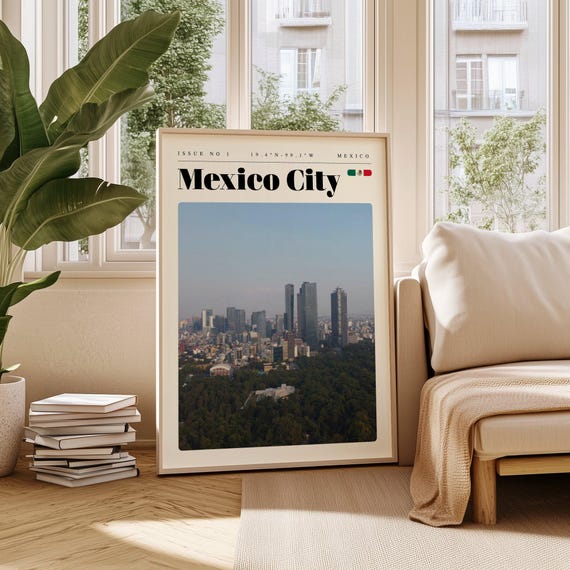 Mexico City Skyline Panorama Green Forest Photo Travel Poster