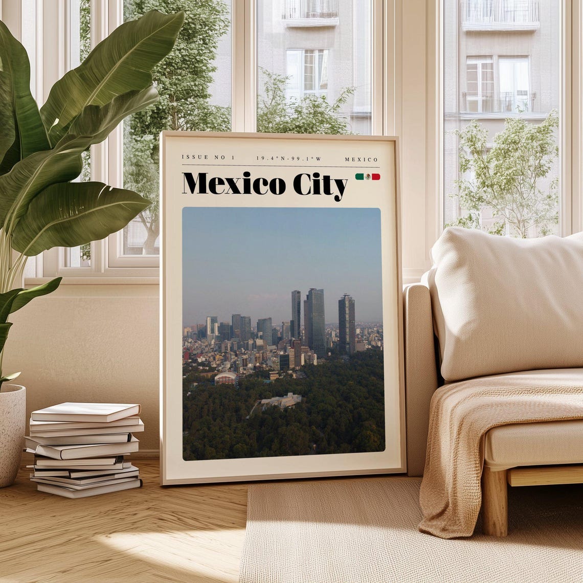 Mexico City Skyline Panorama Green Forest Photo Travel Poster