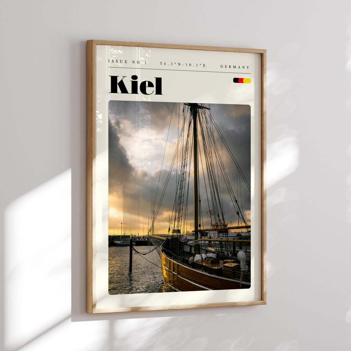 Kiel Germany Harbor Tall Ship Sunset Sailing Vessel Travel Poster - Image 2