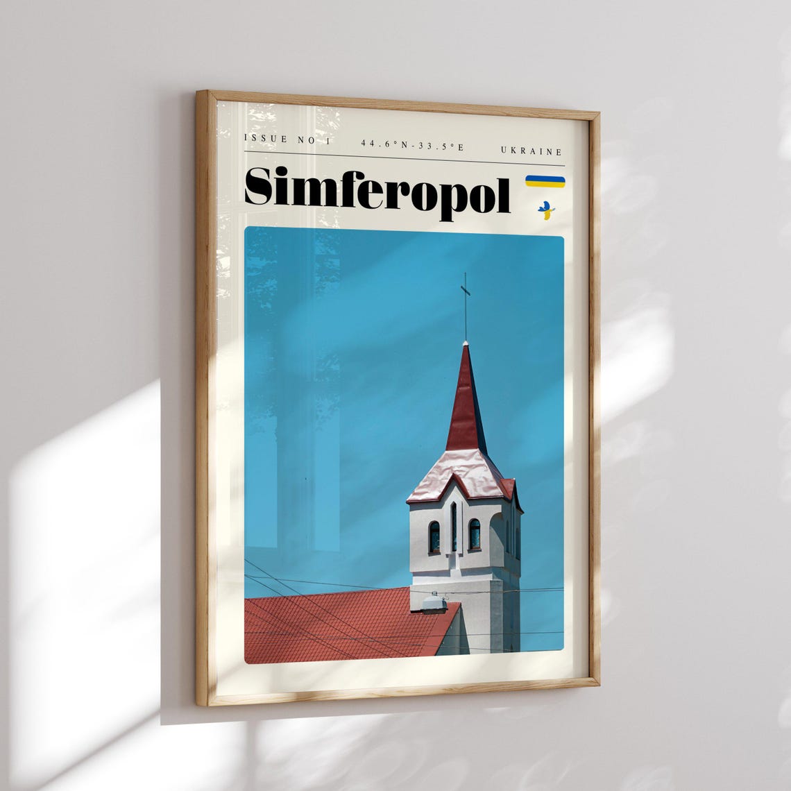 Simferopol Ukraine Church Steeple Red Roof Skyline Travel Poster - Image 2