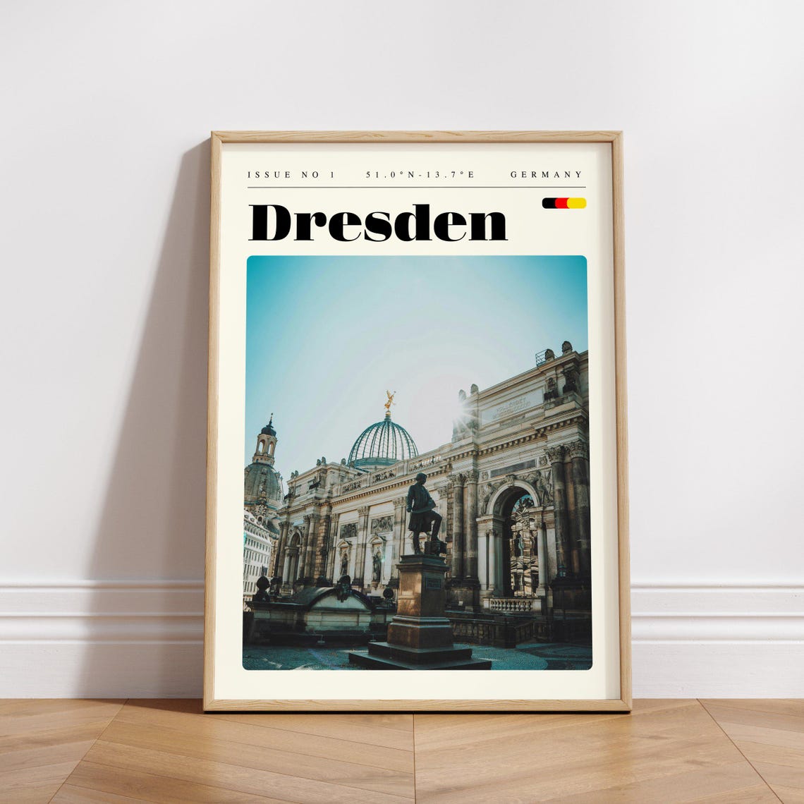 Dresden Germany Baroque Dome Historic Square Statue Travel Poster - Image 3