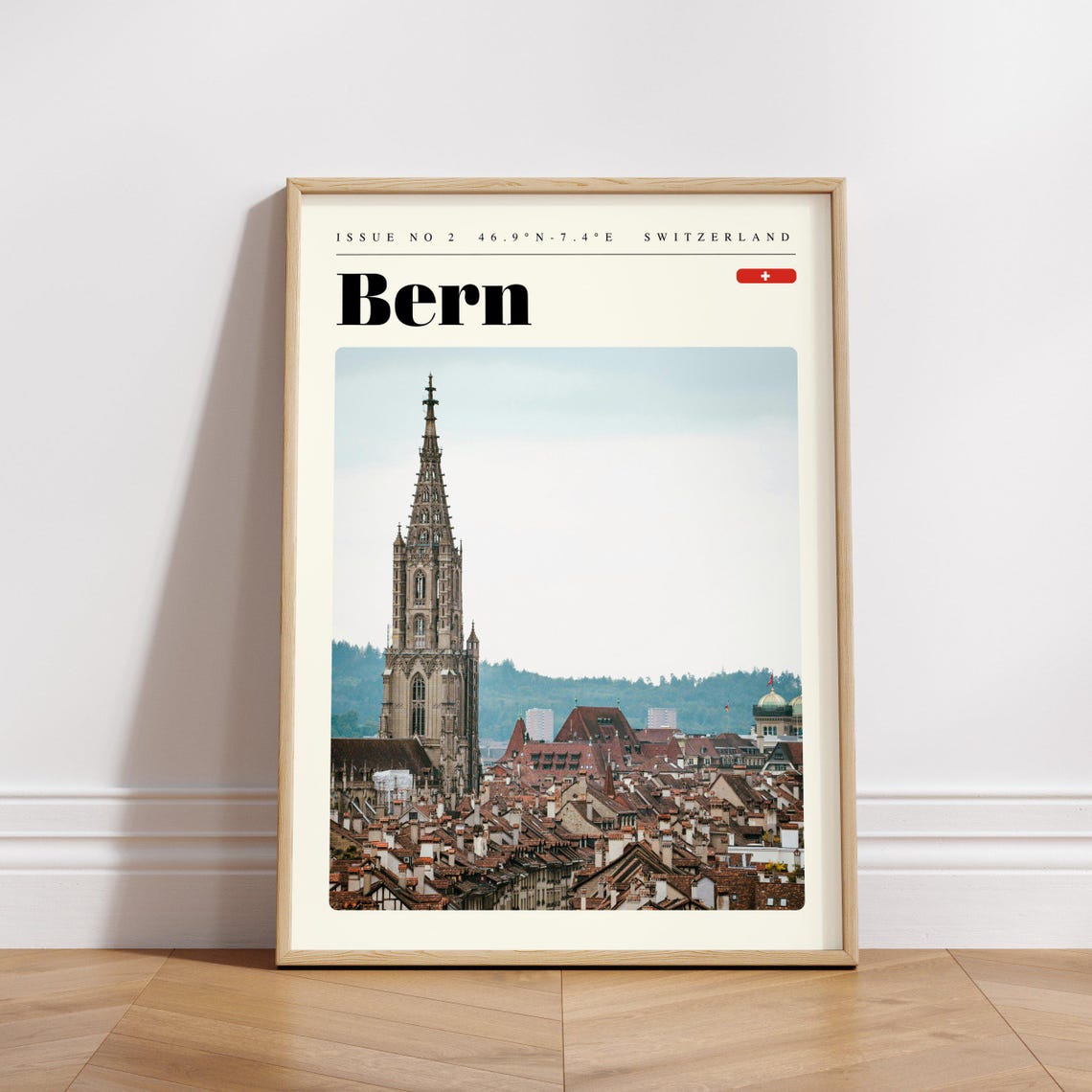 Bern Switzerland Gothic Cathedral Tower Old Town Travel Poster - Image 3