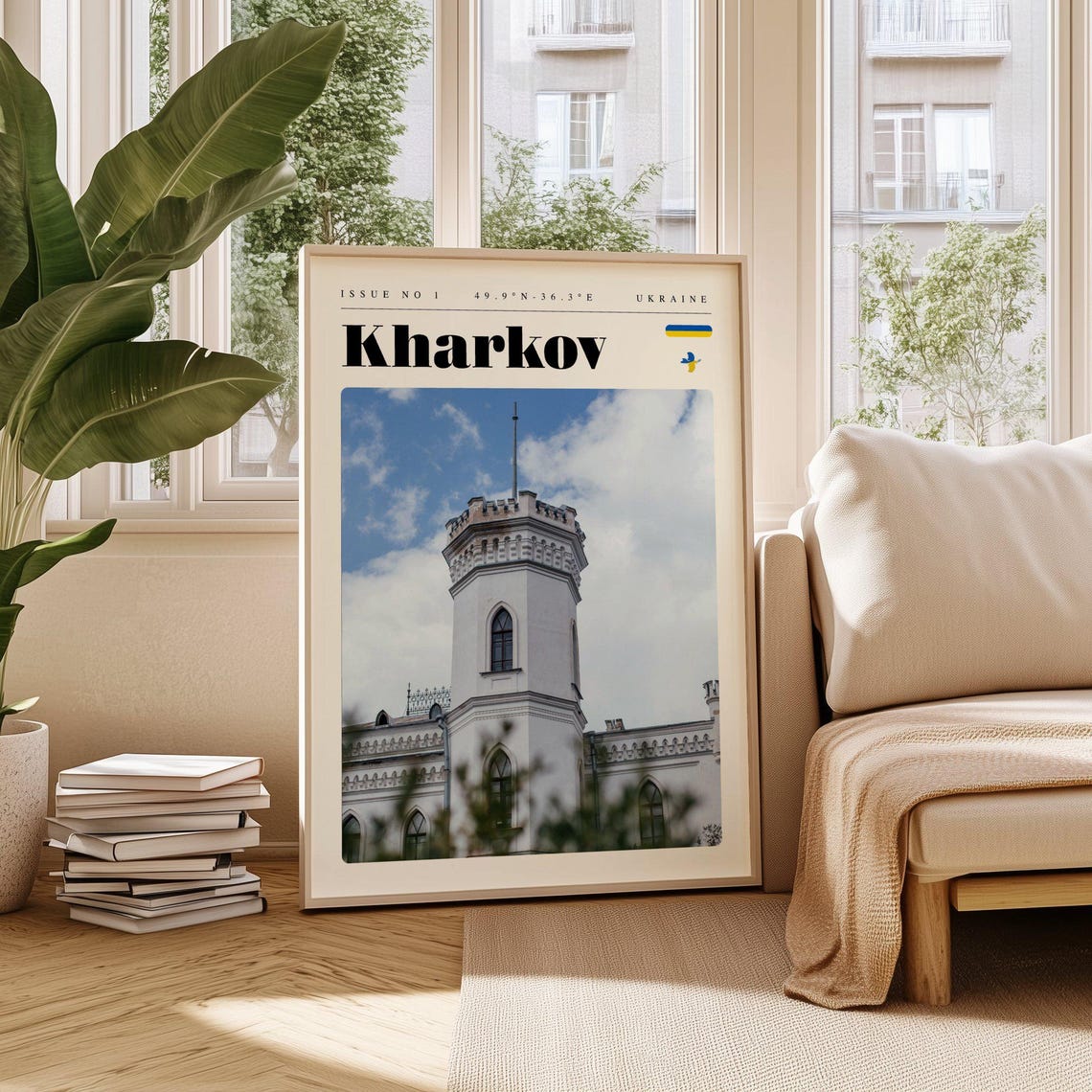 Kharkov Ukraine Historic White Tower Castle Architecture Travel Poster