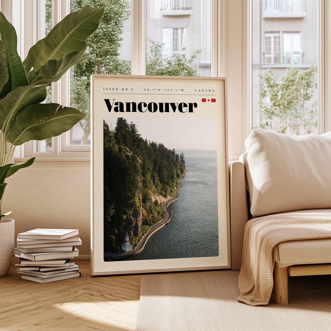 Vancouver Canada Seawall Coast Evergreen Forest Travel Poster