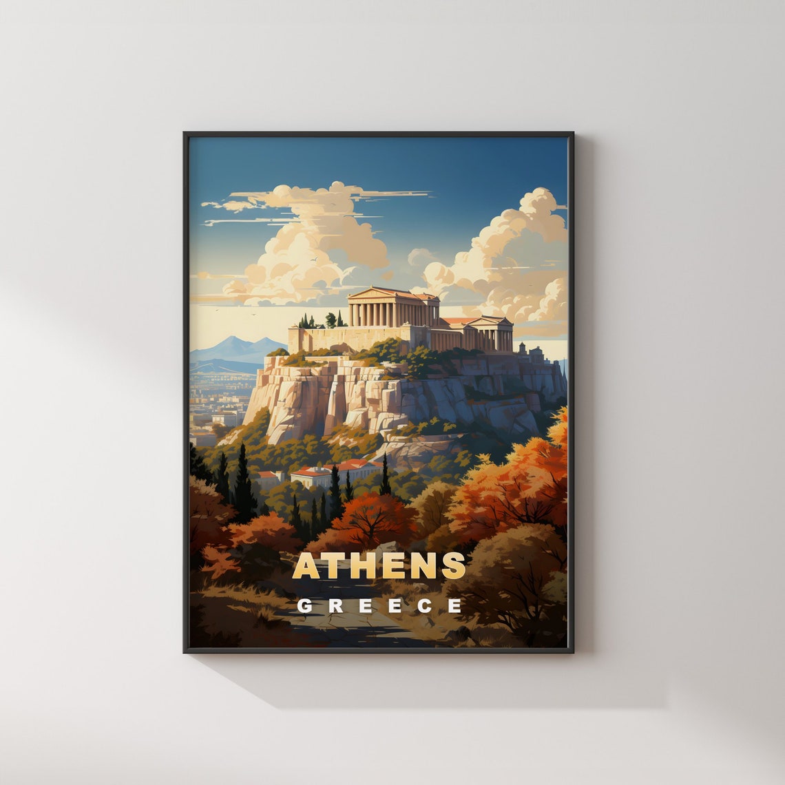 Athens Greece Acropolis Parthenon Golden Hour View Travel Poster - Image 2