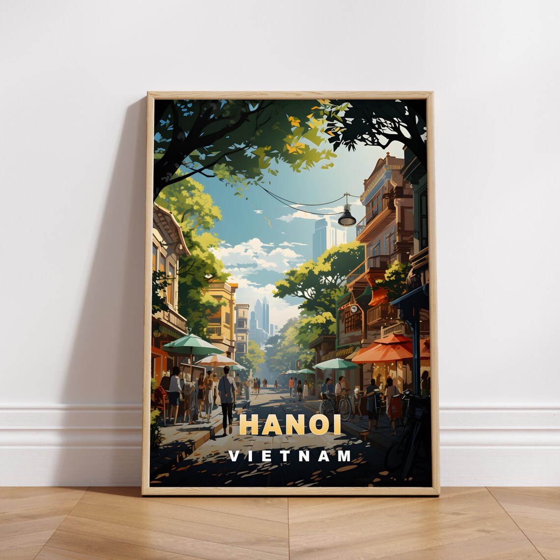 Hanoi Vietnam Old Quarter Street Market Daytime Travel Poster