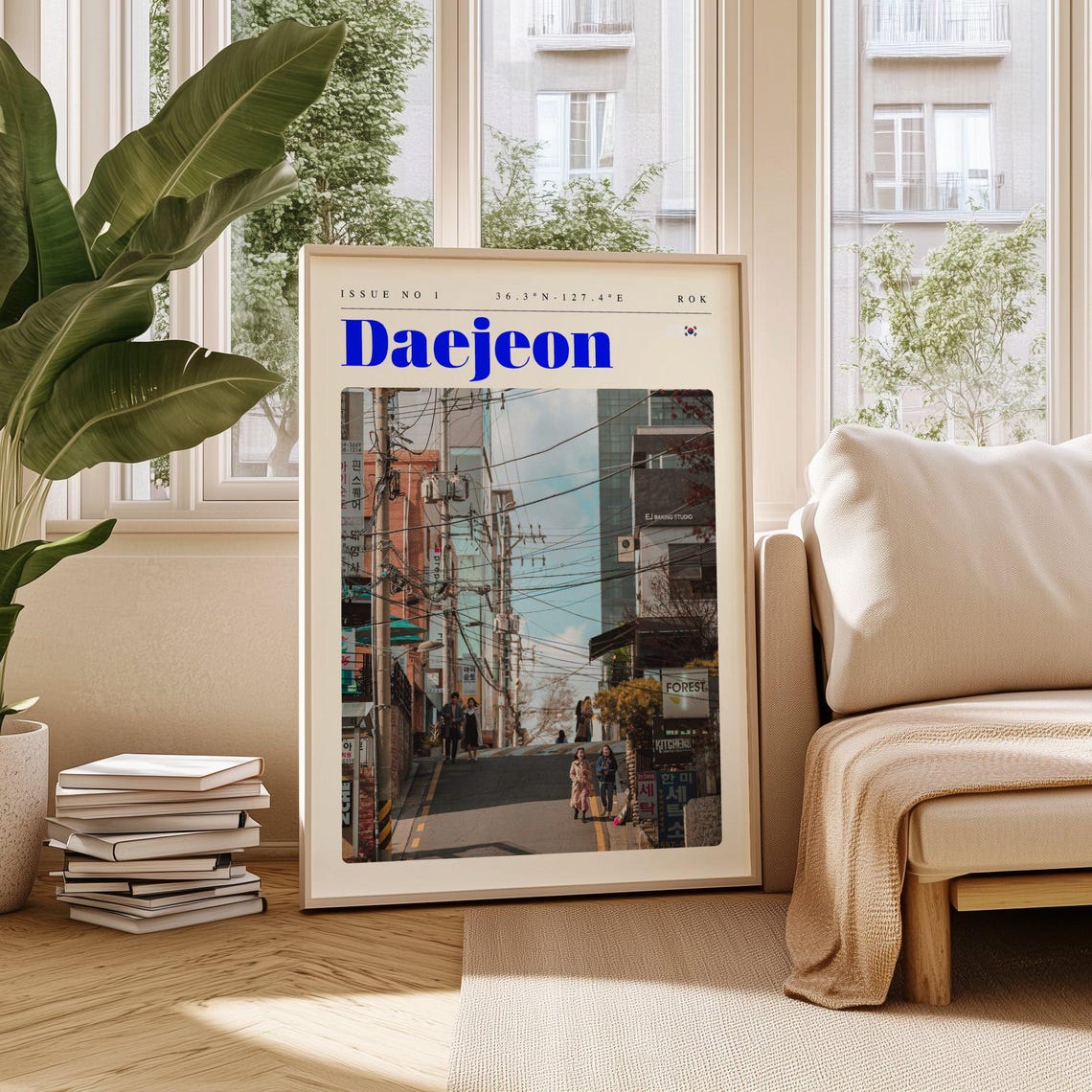Daejeon South Korea Street Scene Overhead Wires Travel Poster