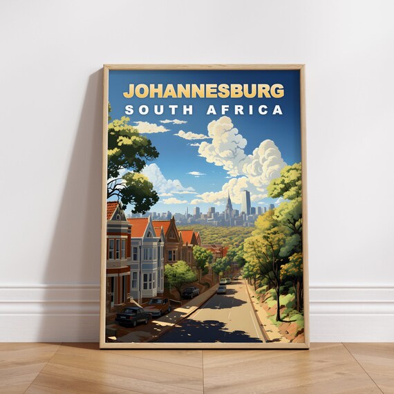 Johannesburg Travel Poster South Africa Print Retro Wall Art Wall Decor Vintage Africa Cities Art