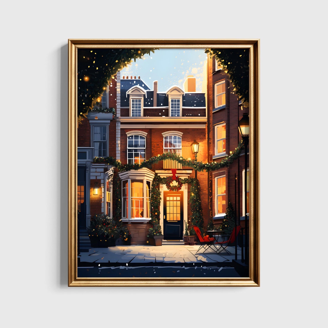 Grimmauld Place at Christmas Decorated London Townhouse Poster