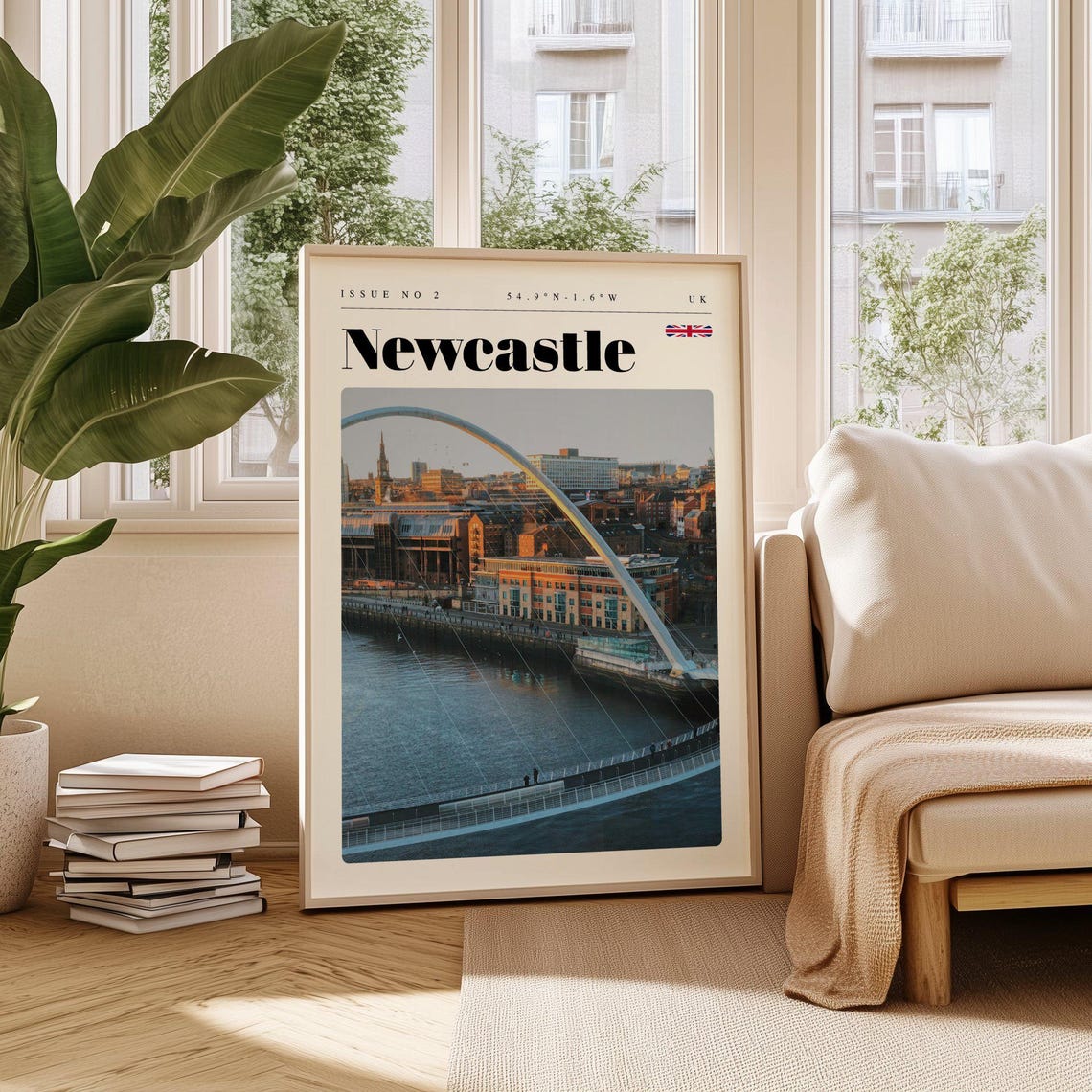 Newcastle UK Millennium Bridge Over the River Tyne Travel Poster
