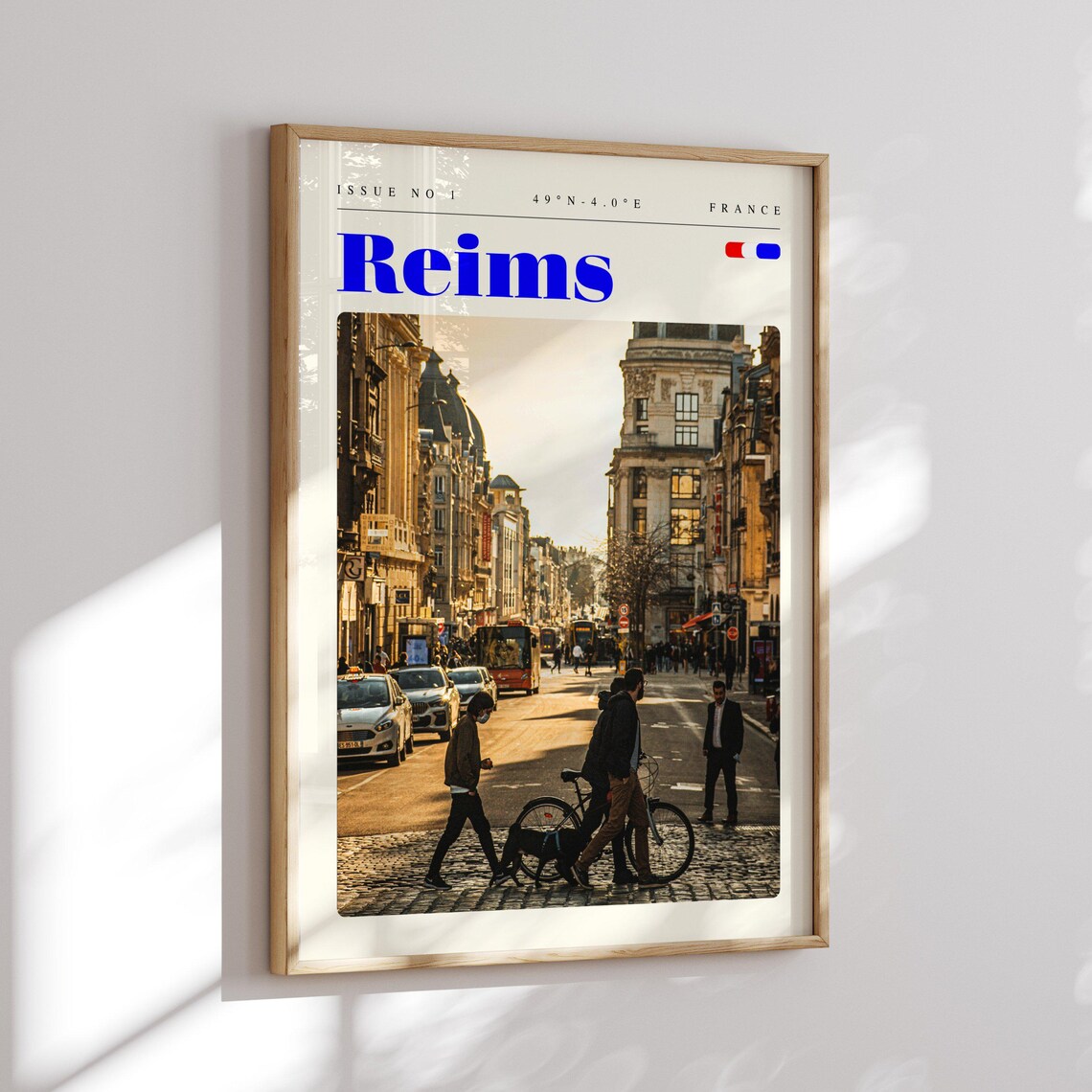 Reims France Golden Hour City Street Cyclists Travel Poster Art - Image 2