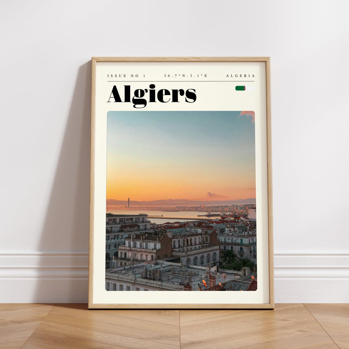 Algiers Sunset Over the Bay Algeria Issue 1 Retro Travel Poster - Image 3