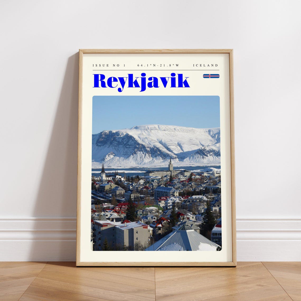 Reykjavik Iceland Snowy City With Dramatic Mountain View Poster - Image 3