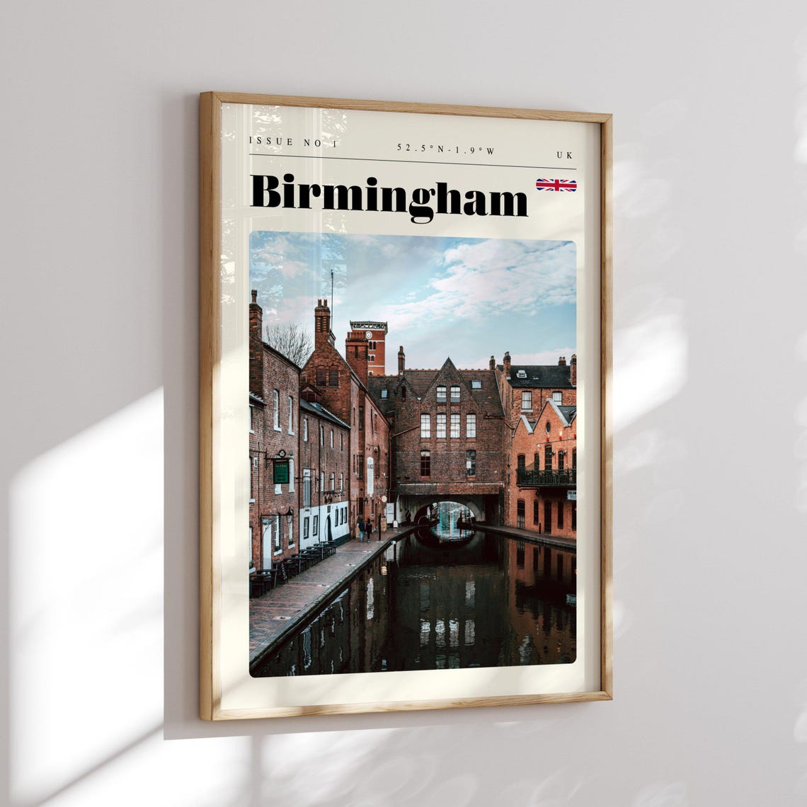 Birmingham UK Brick Canal Quarter Waterside Reflection Poster - Image 2