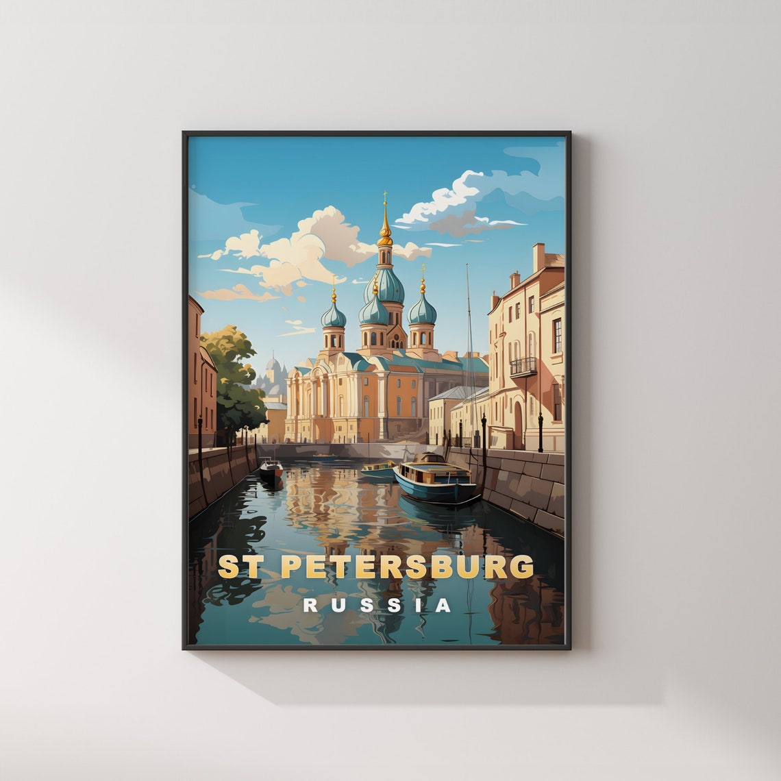 St Petersburg Russia Canal Cathedral Vintage Retro Travel Poster - Image 2