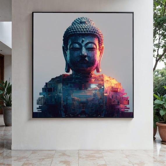 Modern Buddha Canvas Wall Art Abstract Spiritual Statue Decor Meditation Room Contemporary Zen Gift Home Print