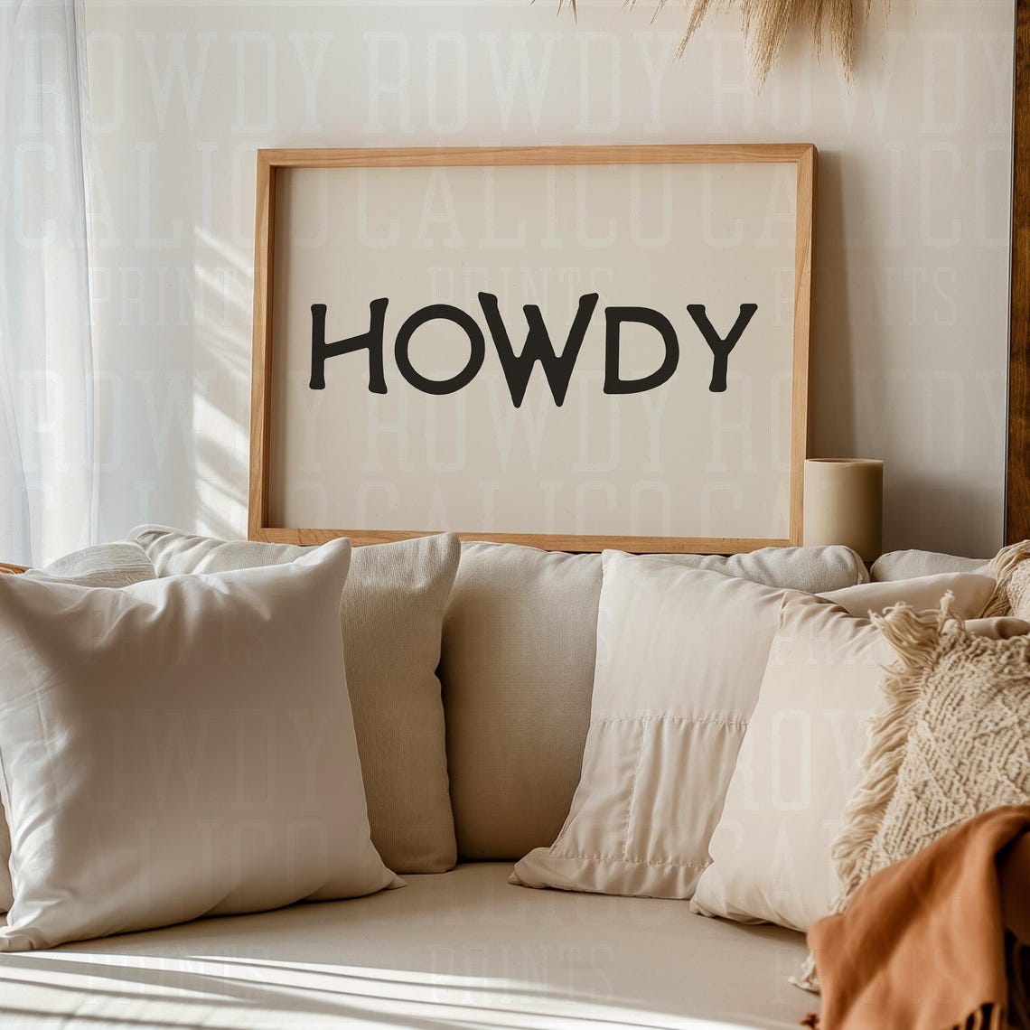 Howdy Minimalist Bold Black Text Neutral Western Quote Poster - Image 3