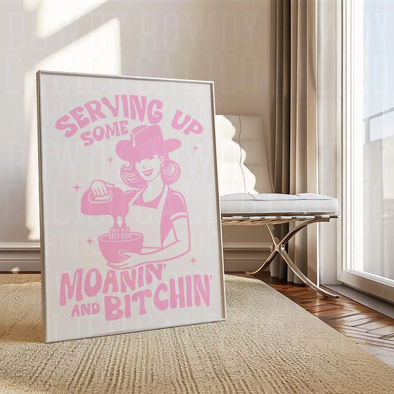 Serving Up Cowgirl Prints Minimalist Coquette Trendy Wall Art Print Posters Pink Western Art
