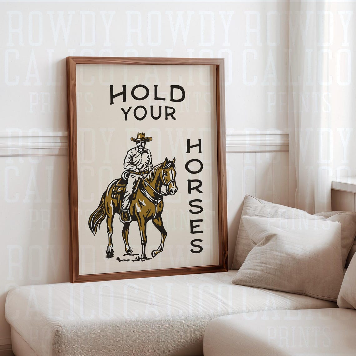 Hold Your Horses Cowboy Horseback Rider Funny Western Poster - Image 3